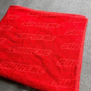 Supreme Debossed Bath Towel 40x70 Red Logo Beach Cotton Tonal Repeat SS18 2018